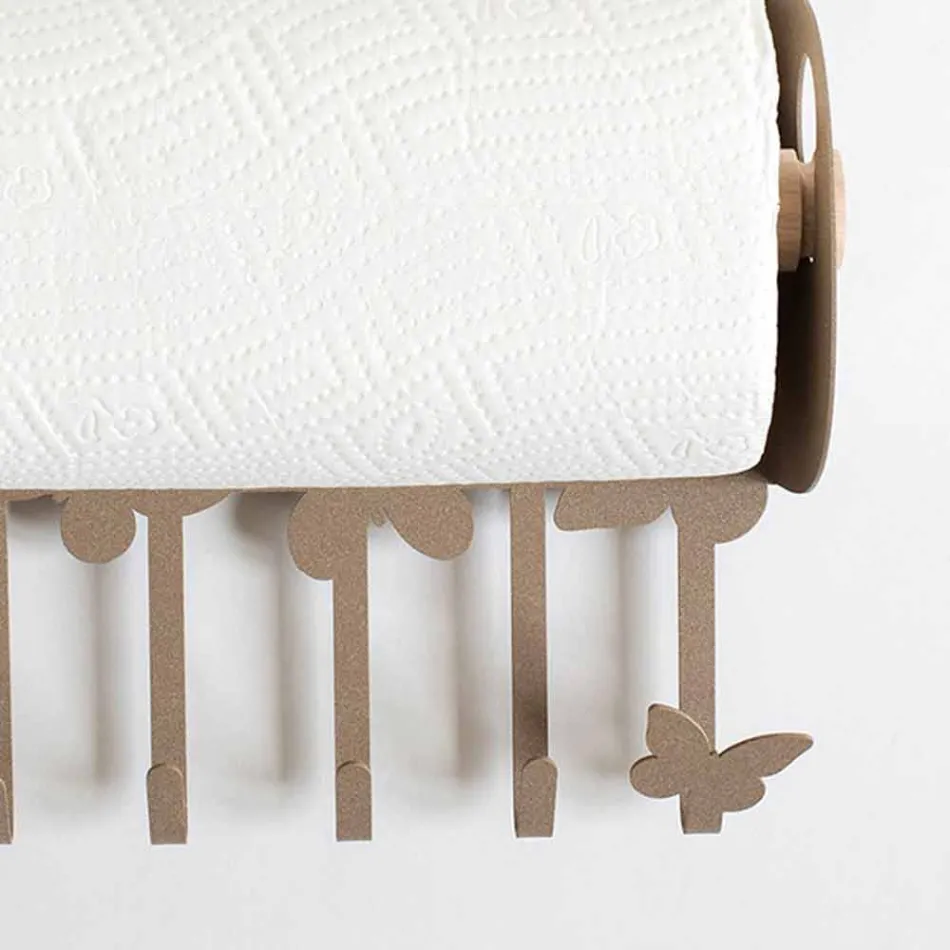 Portarotolo da Parete di Design in Ferro Bianco o Beige Made in Italy – Leida Viadurini