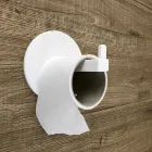 Portarotolo per Bagno in Corian Bianco o con Inserto Nero, Made in Italy - Elono Viadurini
