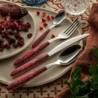 Posate in Acciaio e Plastica Decoro Arabesco Colorato 24 Pz - Alessandra Viadurini