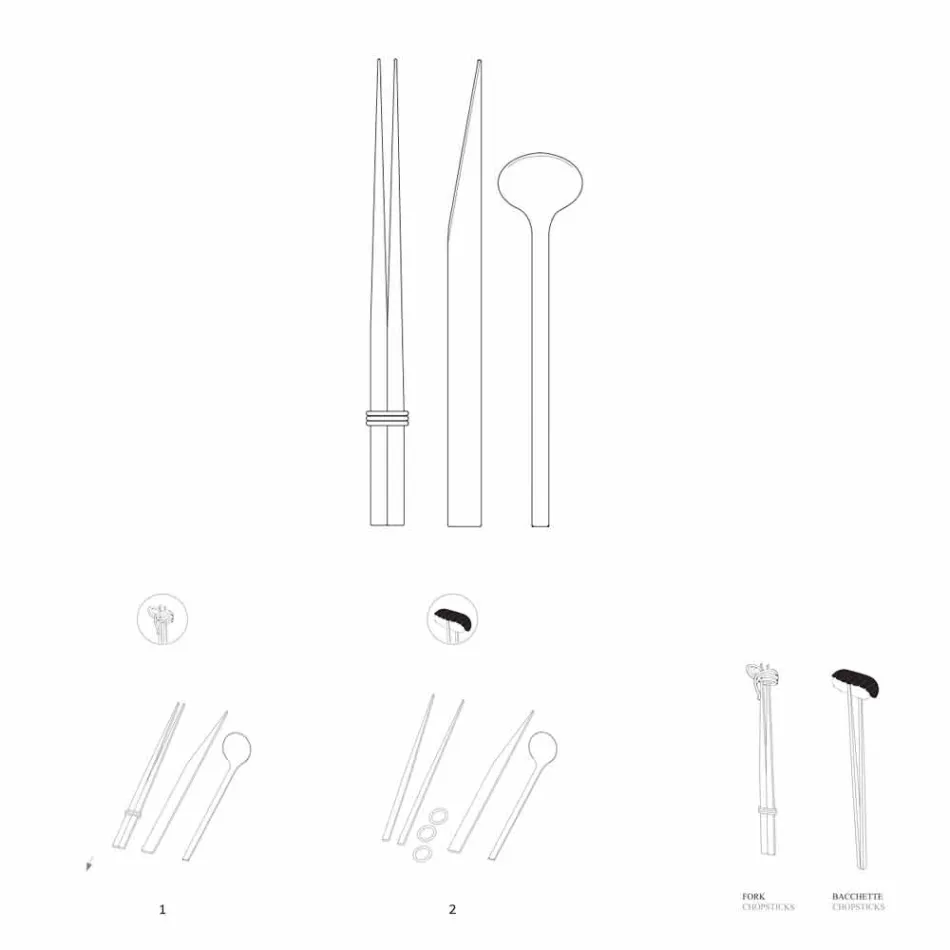 Posate in Acciaio Inox con Bacchette Design di Lusso Italiano - Carronde Viadurini