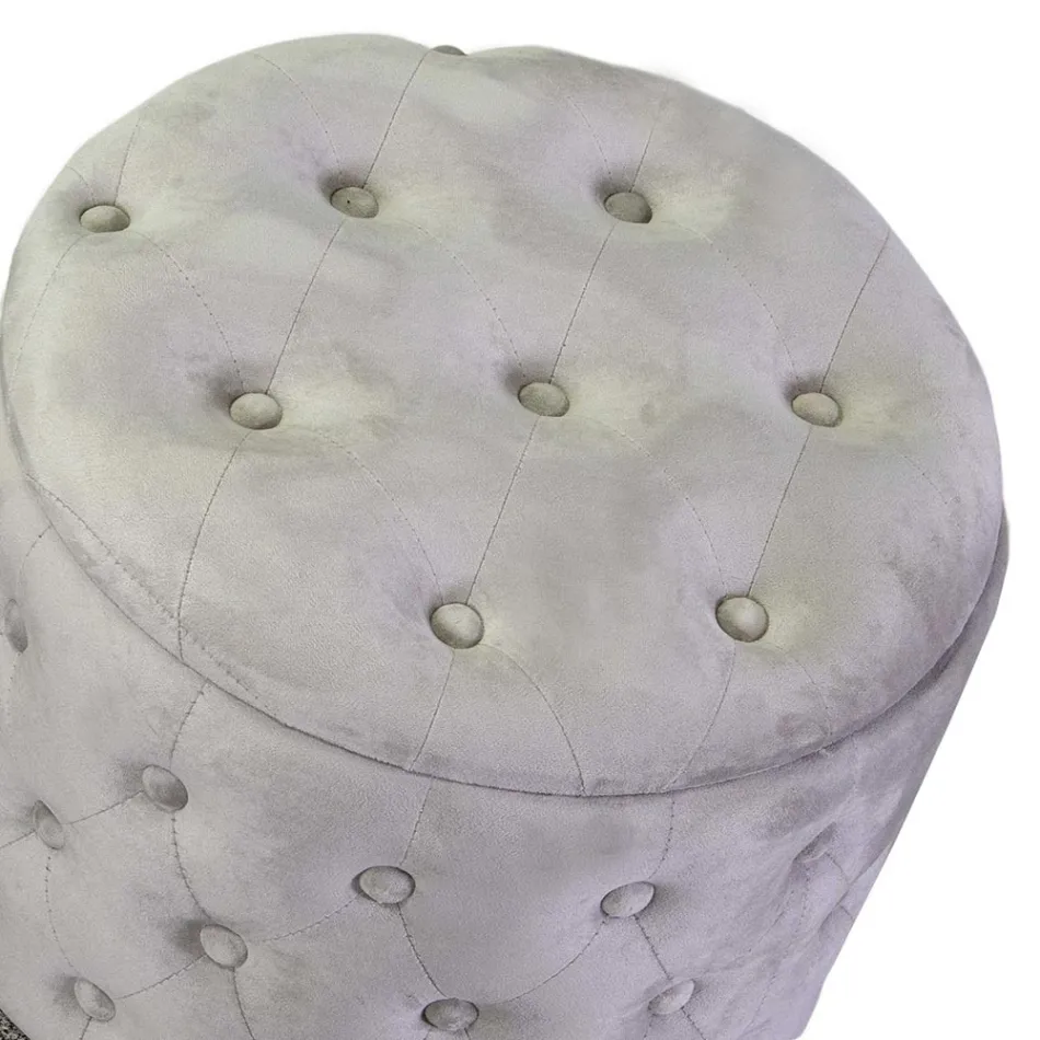 Pouf con Contenitore Rivestito in Velluto Capitoné con Bottoni - Arcipelago Viadurini