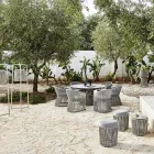 Pouf da Giardino con Cesta in Alluminio e Intreccio - Tibidabo by Varaschin Viadurini