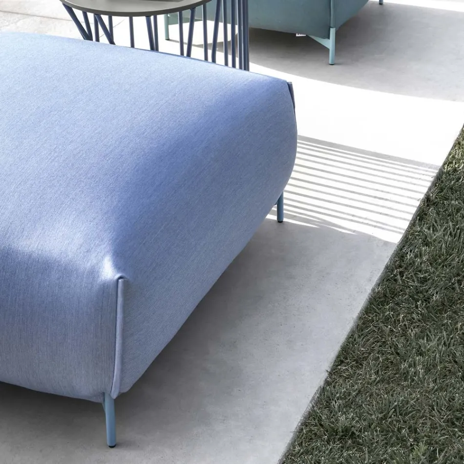 Pouf da Giardino Imbottito e Rivestito in Tessuto Made in Italy - Burro Viadurini