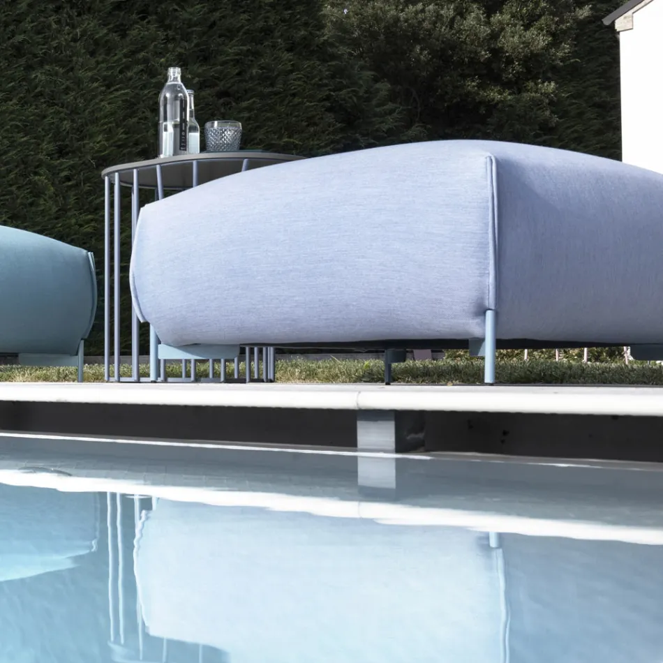 Pouf da Giardino Imbottito e Rivestito in Tessuto Made in Italy - Burro Viadurini