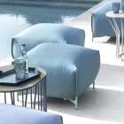 Pouf da Giardino in Tessuto con Piedi in Metallo Made in Italy - Burro Viadurini