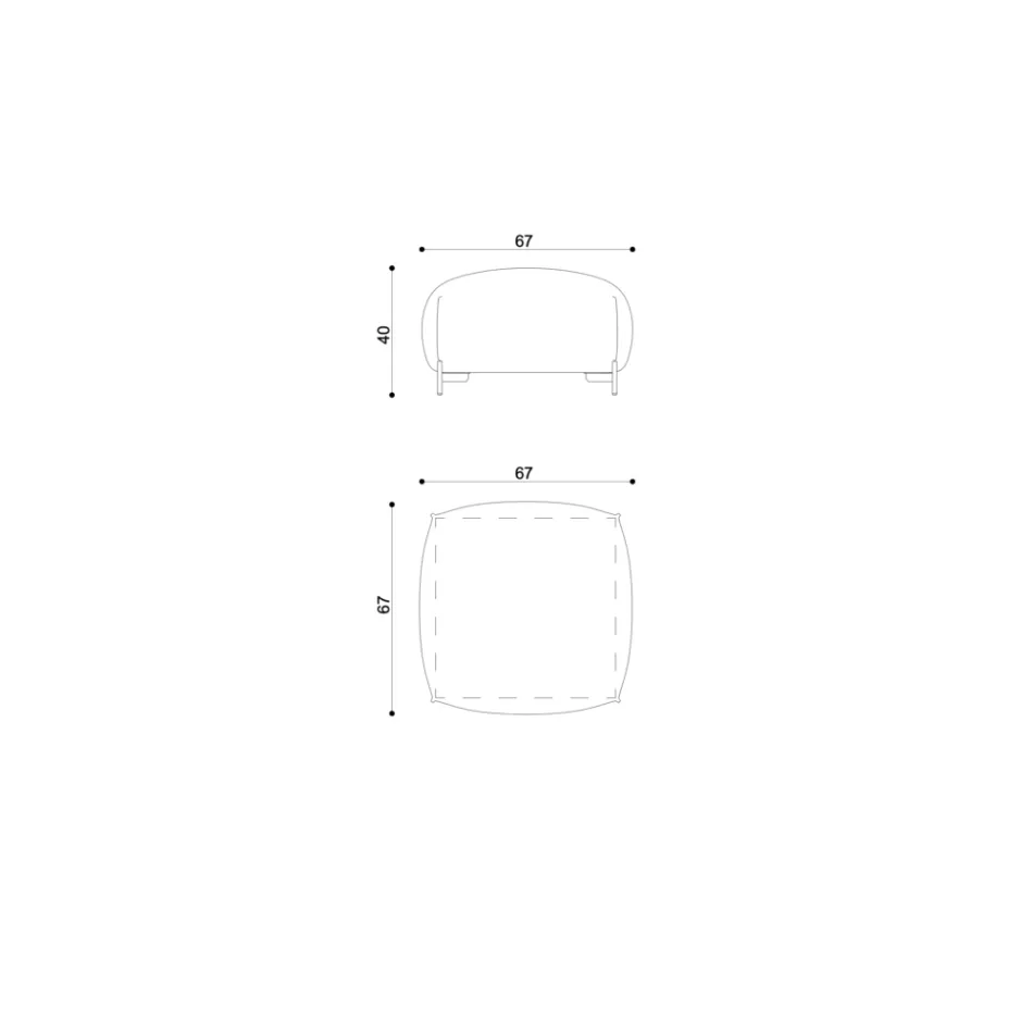 Pouf da Giardino in Tessuto con Piedi in Metallo Made in Italy - Burro Viadurini