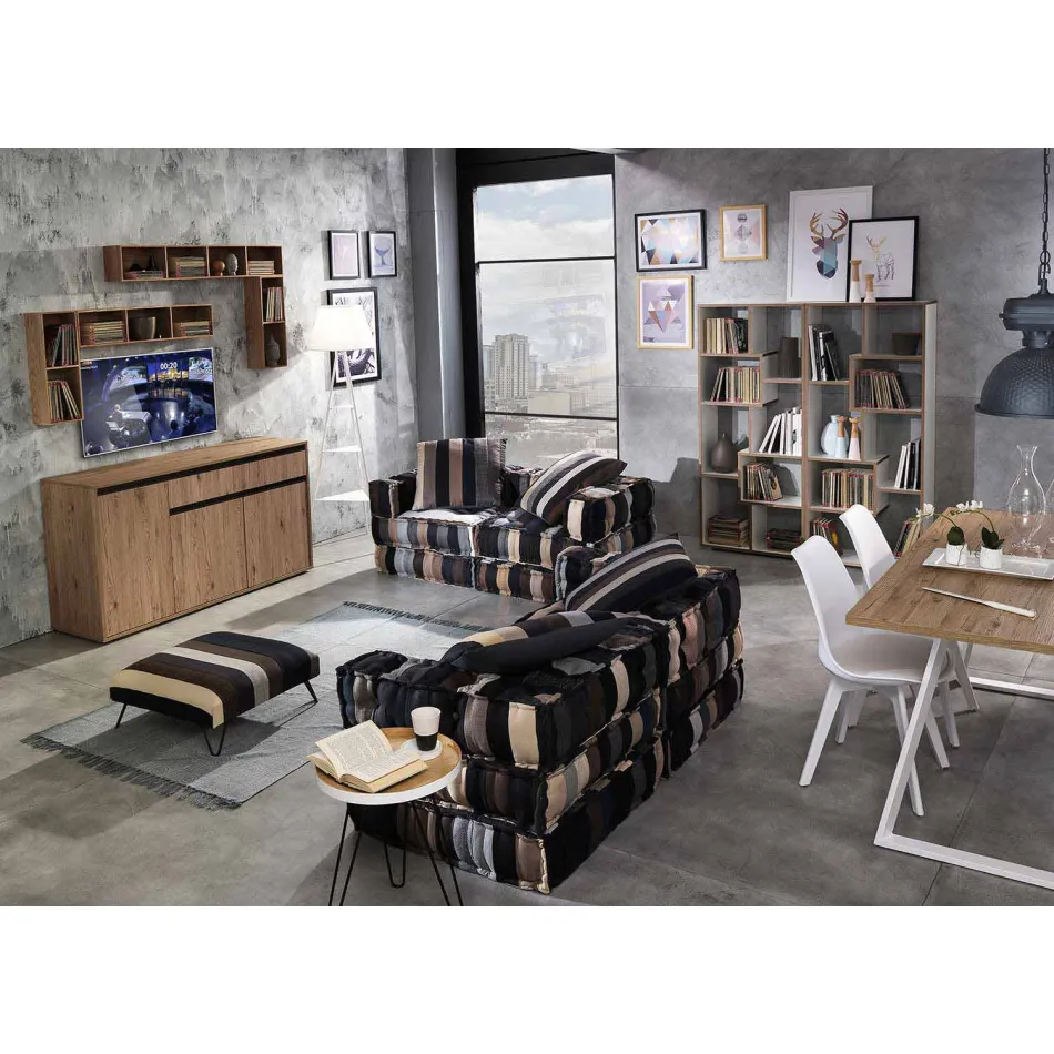 Pouf di Design Etnico Quadrato in Tessuto Patchwork o Velluto – Fibra Viadurini