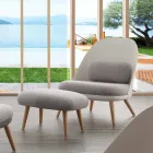 Pouf di design legno faggio e tessuto moderno fatto in Italia Arezzo Viadurini