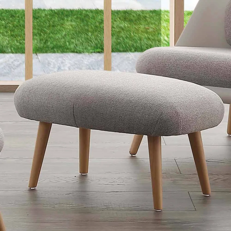 Pouf di design legno faggio e tessuto moderno fatto in Italia Arezzo Viadurini