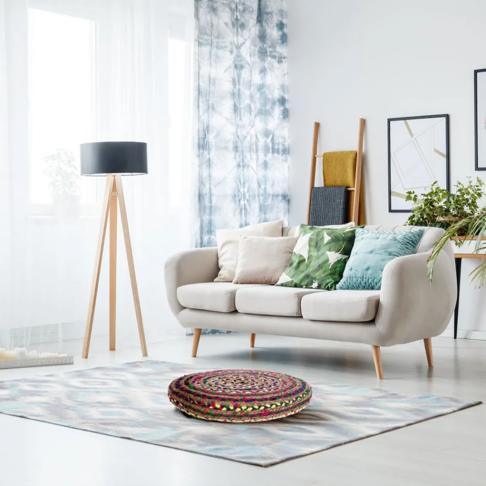 Pouf in Juta e Polistirolo di 2 Diverse Misure - Ruggine Viadurini