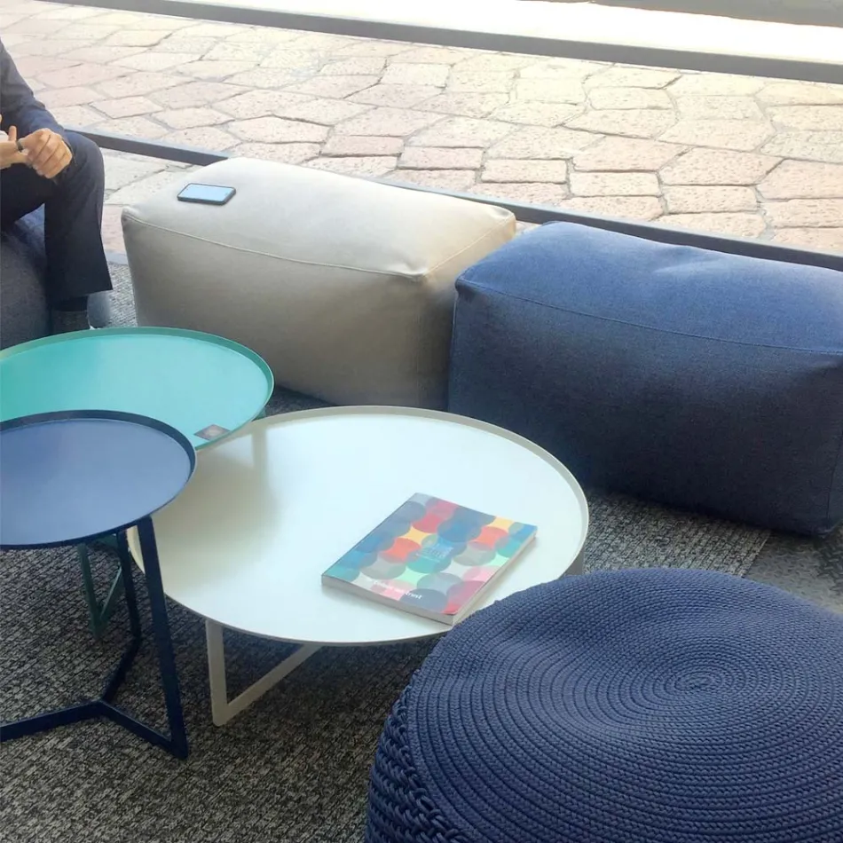 Pouf Morbido Ottomano Rettangolare da Interno ed Esterno in Tessuto - Naemi Viadurini