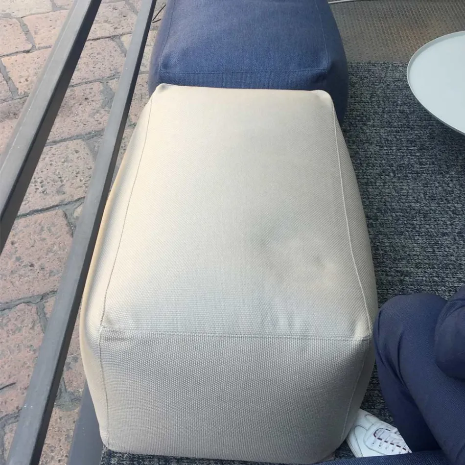 Pouf Morbido Ottomano Rettangolare da Interno ed Esterno in Tessuto - Naemi Viadurini