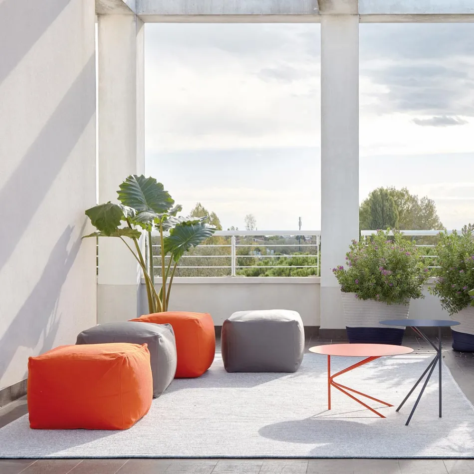 Pouf Morbido Quadrato da Interno ed Esterno in Tessuto Vari Colori - Naemi Viadurini