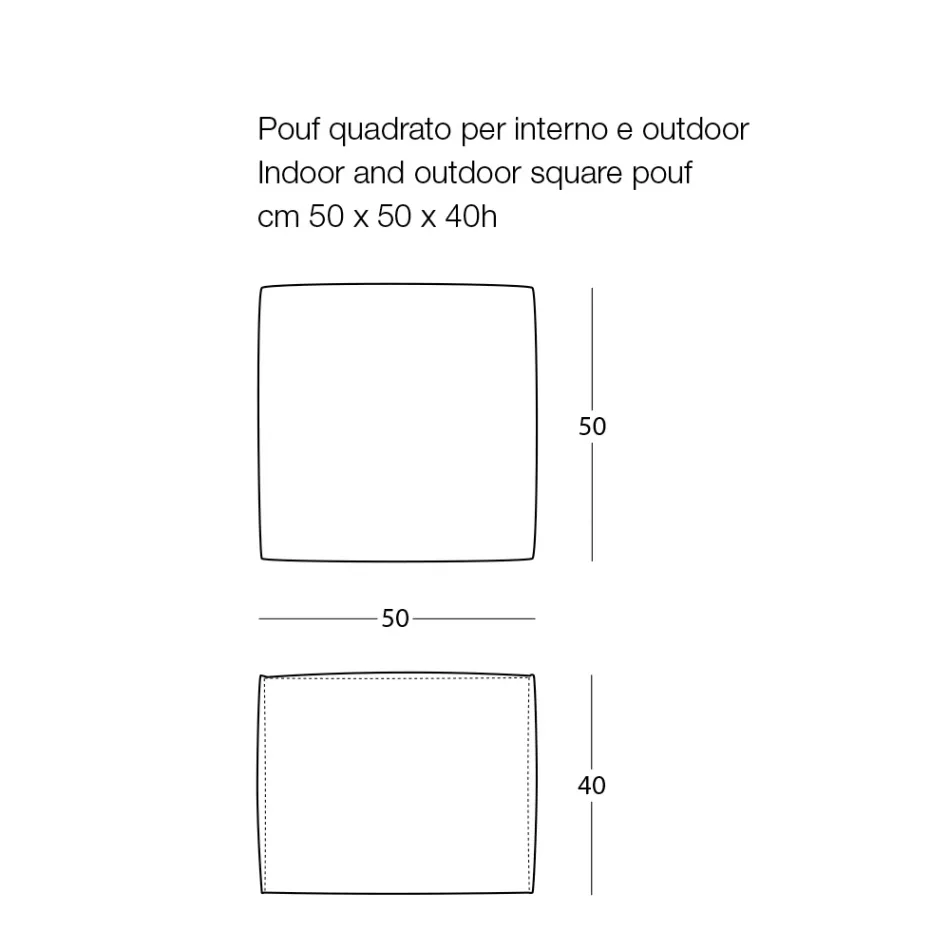 Pouf Morbido Quadrato da Interno ed Esterno in Tessuto Vari Colori - Naemi Viadurini