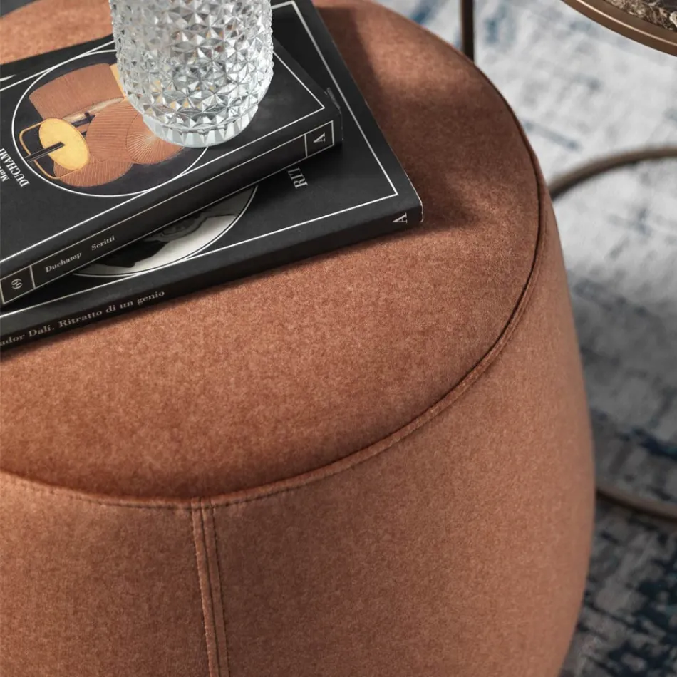 Pouf Morbido Rotondo da Salotto in Velluto Colorato 3 Dimensioni - Evelyne Viadurini