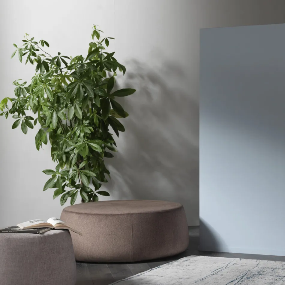 Pouf Morbido Rotondo da Salotto in Velluto Colorato 3 Dimensioni - Evelyne Viadurini