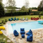 Pouf per il Giardino in Tessuto Outdoor Color Melange Beige - Maestrale Viadurini