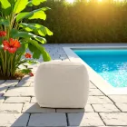Pouf per il Giardino in Tessuto Outdoor Color Melange Beige - Maestrale Viadurini