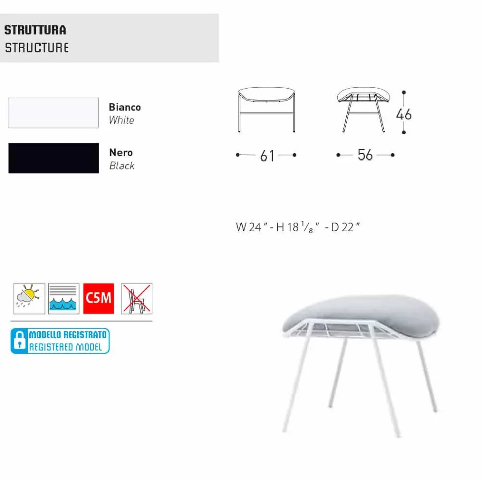 Pouf/poggiapiedi da esterno Varaschin Summer Set in tessuto e acciaio Viadurini