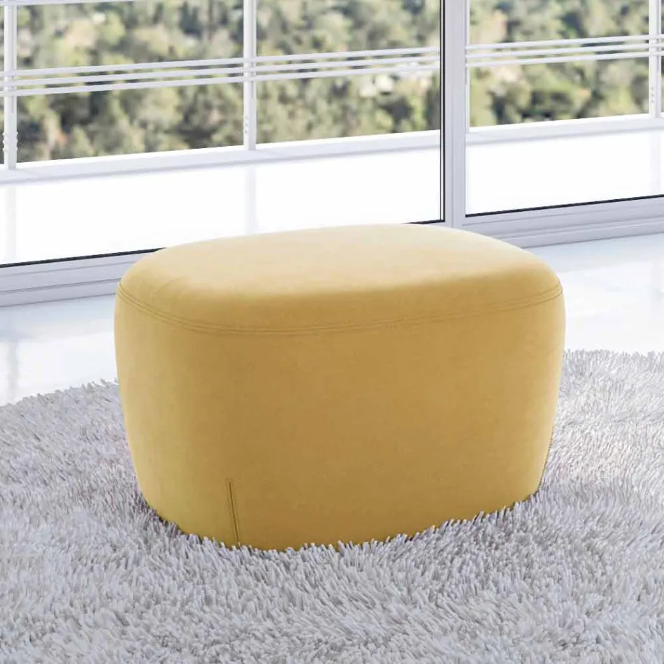 Pouf Poggiapiedi Quadrato Imbottito e Rivestito in Tessuto Made in Italy - Marli Viadurini