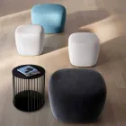 Pouf Poggiapiedi Quadrato Imbottito e Rivestito in Tessuto Made in Italy - Marli Viadurini