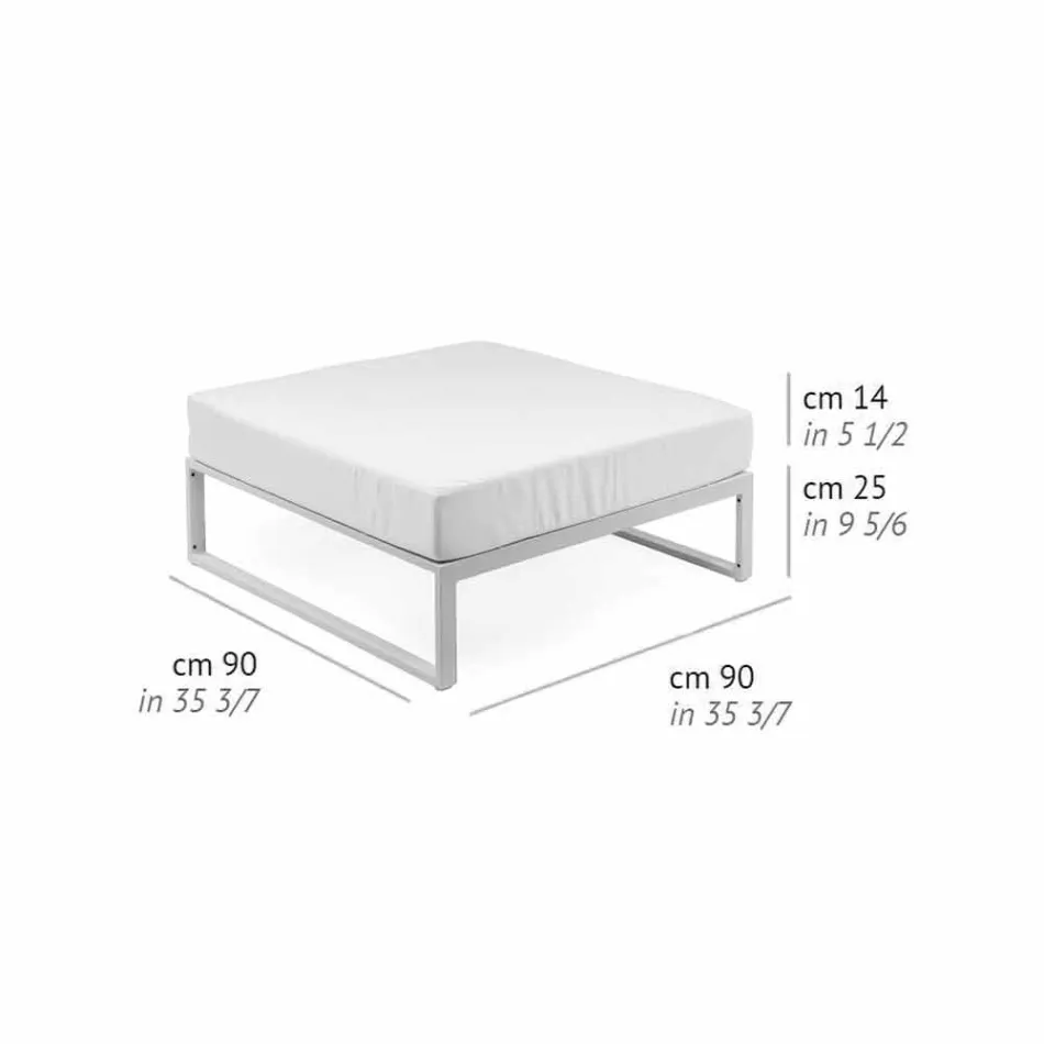 Pouf Quadrato da Esterno in Alluminio 3 Finiture Design di Lusso - Julie Viadurini