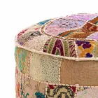 Pouf Rotondo di Design Etnico in Tessuto Patchwork o Velluto – Fibra Viadurini