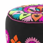 Pouf Rotondo di Design Etnico in Tessuto Patchwork o Velluto – Fibra Viadurini