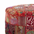 Pouf Rotondo di Design Etnico in Tessuto Patchwork o Velluto – Fibra Viadurini