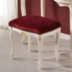 Pouf Stile Classico in Legno di Noce e Tessuto Made in Italy - Luxury Viadurini