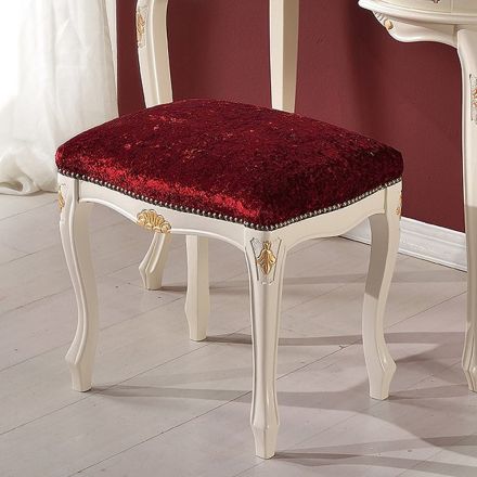 Pouf Stile Classico in Legno di Noce e Tessuto Made in Italy - Luxury Viadurini