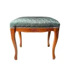 Pouf Stile Classico in Legno di Noce e Tessuto Made in Italy - Luxury Viadurini