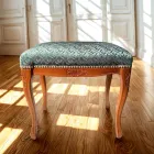 Pouf Stile Classico in Legno di Noce e Tessuto Made in Italy - Luxury Viadurini