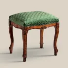 Pouf Stile Classico in Legno di Noce e Tessuto Made in Italy - Luxury Viadurini