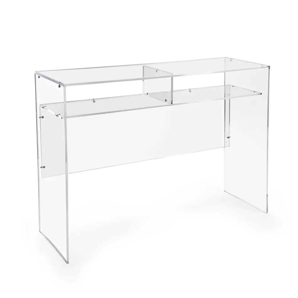 Pratica Scrivania Autoportante in Plexiglass Trasparente Made in Italy - Ghea Viadurini