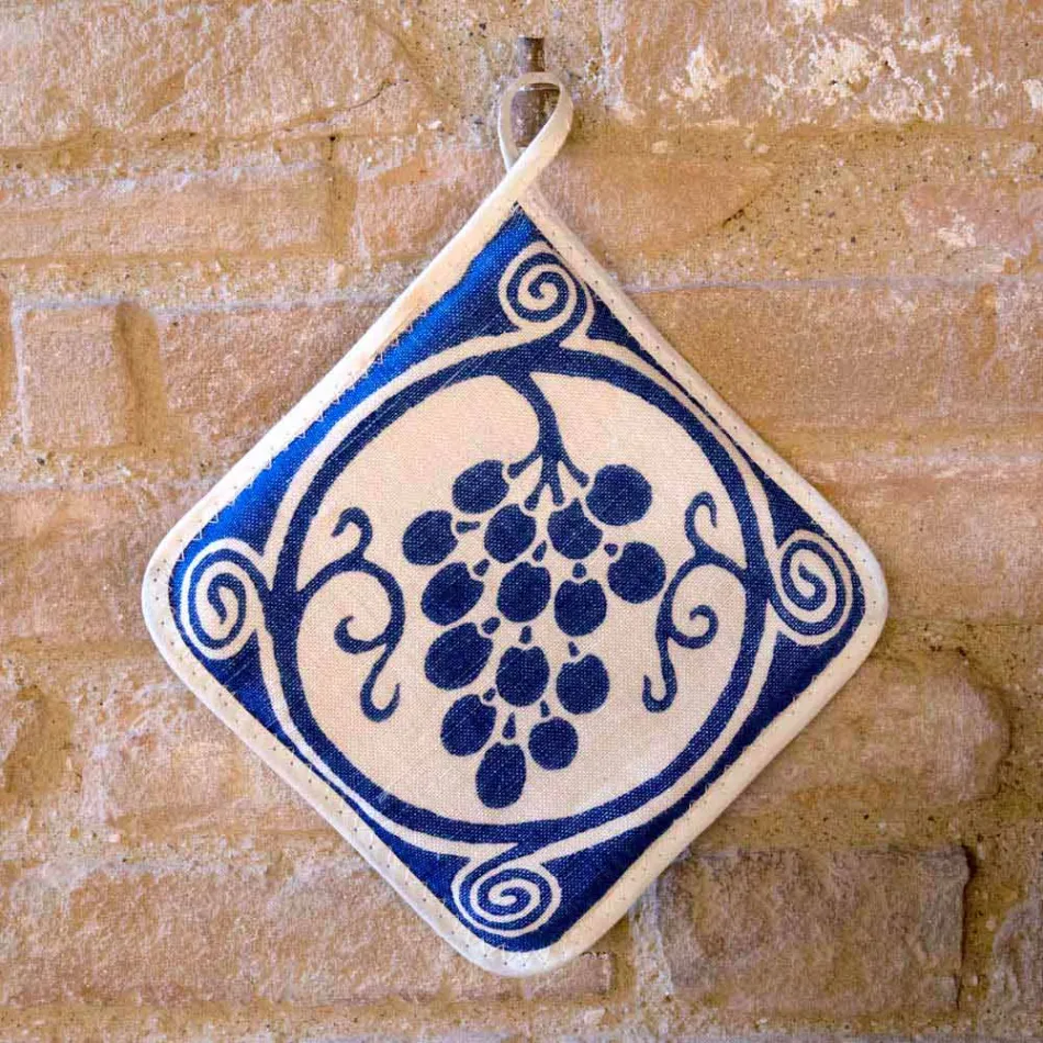 Presine d’Arte Italiana in Puro Lino con Stampa a Mano Pezzo Unico - Marchi Viadurini