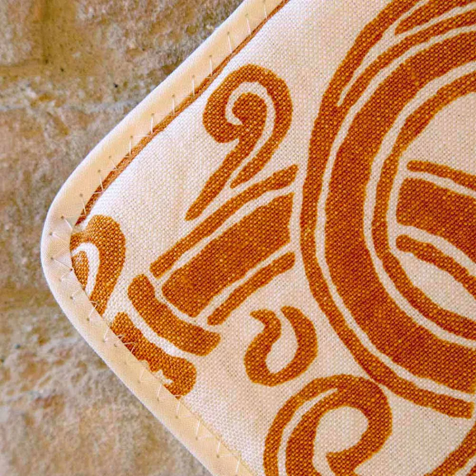 Presine d’Arte Italiana in Puro Lino con Stampa a Mano Pezzo Unico - Marchi Viadurini