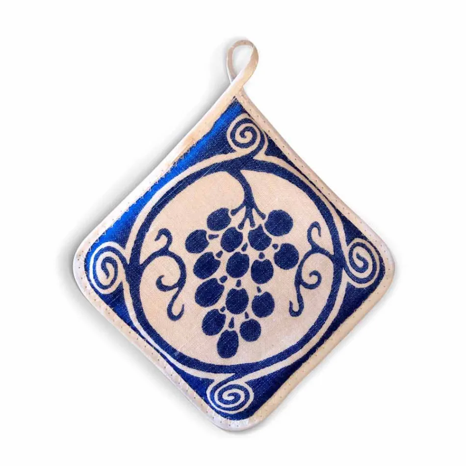 Presine d’Arte Italiana in Puro Lino con Stampa a Mano Pezzo Unico - Marchi Viadurini