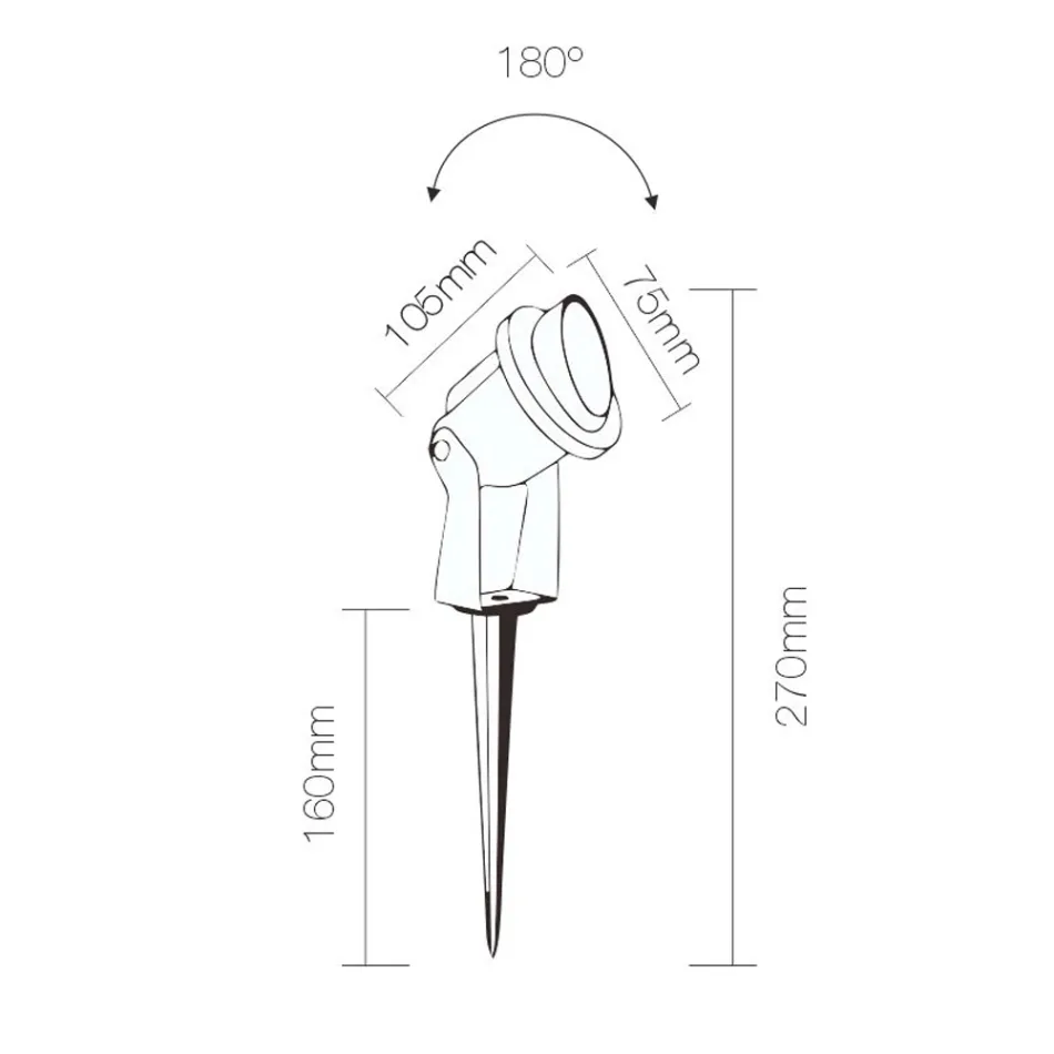 Proiettore Faretto Led da Esterno in Alluminio Nero Opaco 4 Pezzi - Oliver Viadurini