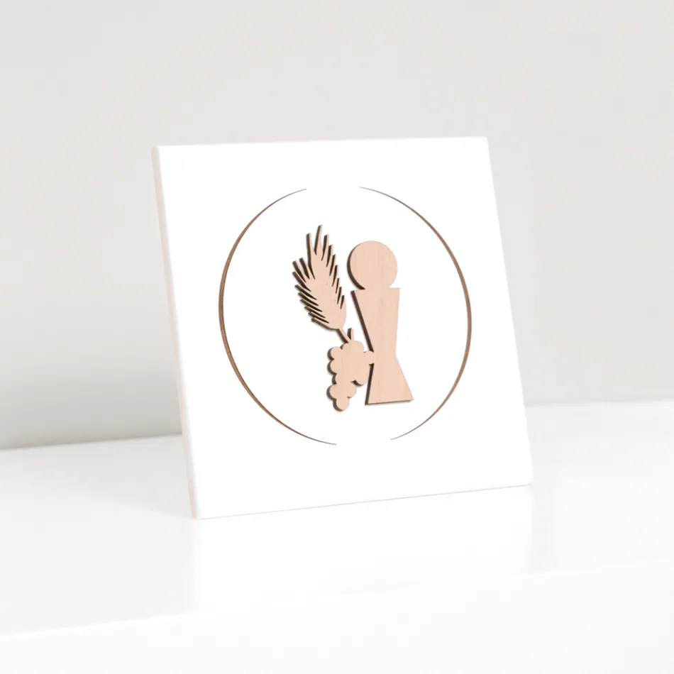 Quadretto che Raffigura il Calice della Comunione Inciso a Laser Made in Italy - Philippe Viadurini