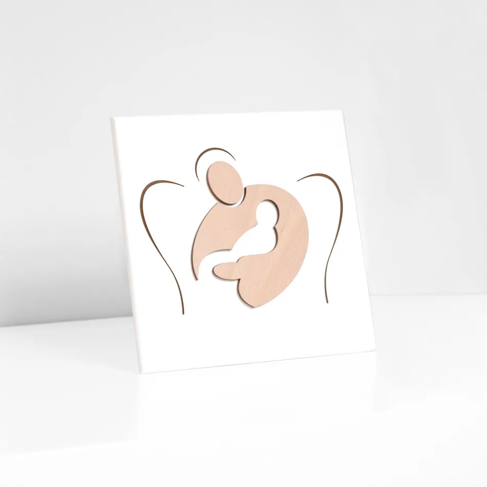 Quadretto che Raffigura il Dolce Abbraccio Inciso a Laser Made in Italy - Angelica Viadurini