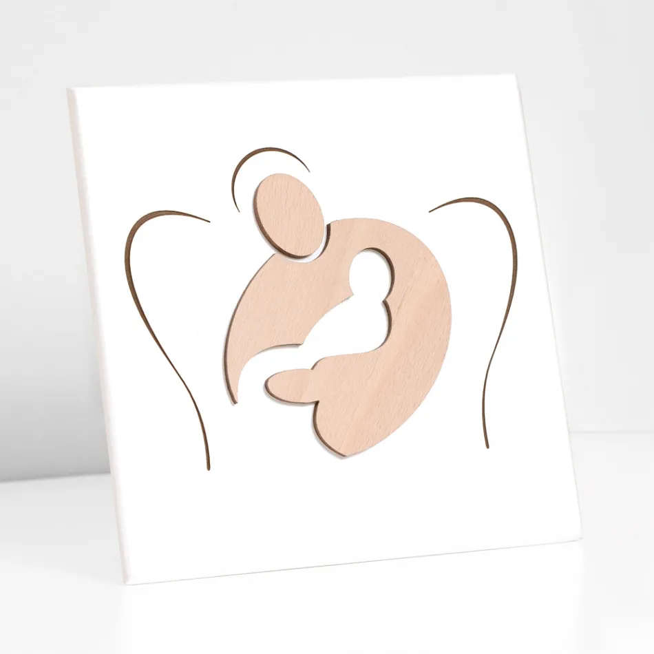 Quadretto che Raffigura il Dolce Abbraccio Inciso a Laser Made in Italy - Angelica Viadurini