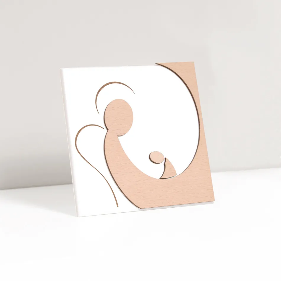 Quadretto che Raffigura l'Angelo della Mamma Inciso a Laser Made in Italy - Augustina Viadurini