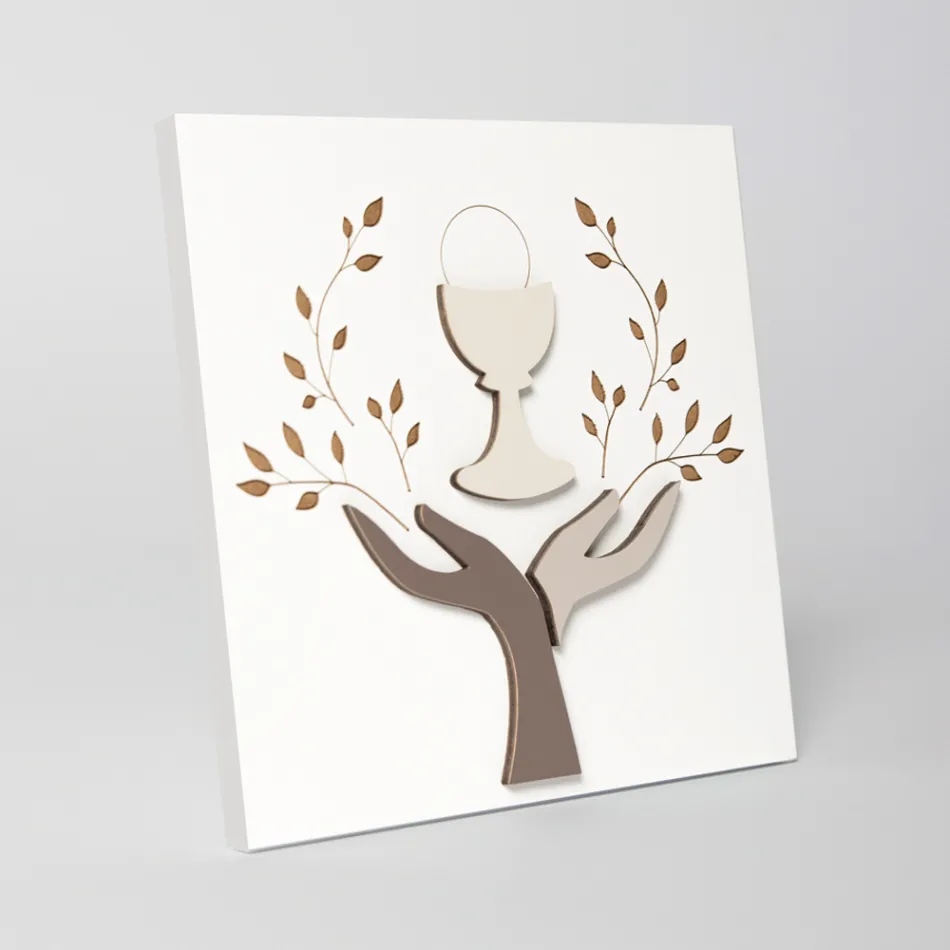 Quadretto Realizzato con Incisione Laser di Ulivo e Ostia Made in Italy - Joel Viadurini