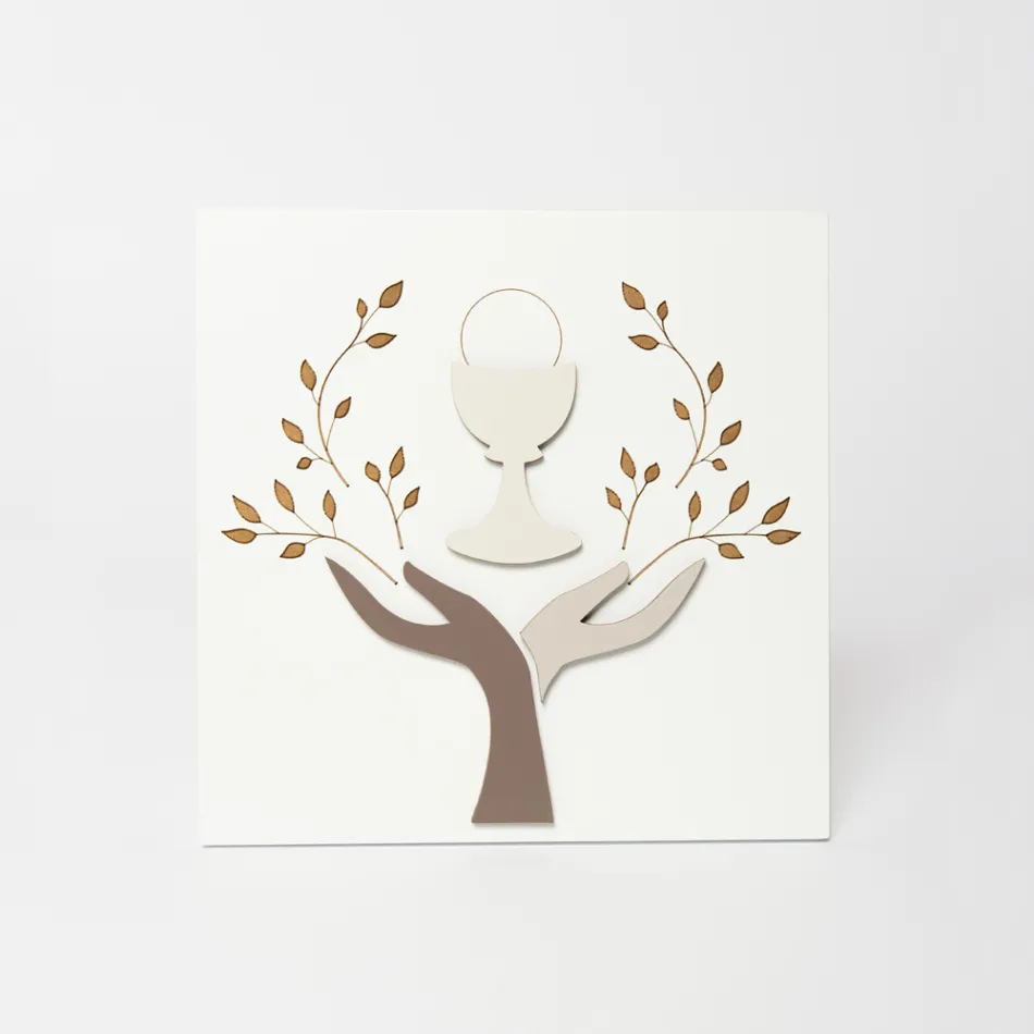 Quadretto Realizzato con Incisione Laser di Ulivo e Ostia Made in Italy - Joel Viadurini