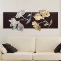 Quadro con fiori decorati a mano in foglia oro e argento Herman