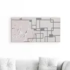 Quadro con Rosa e Forme Geometriche Realizzato in Laser Made in Italy - Rin Viadurini