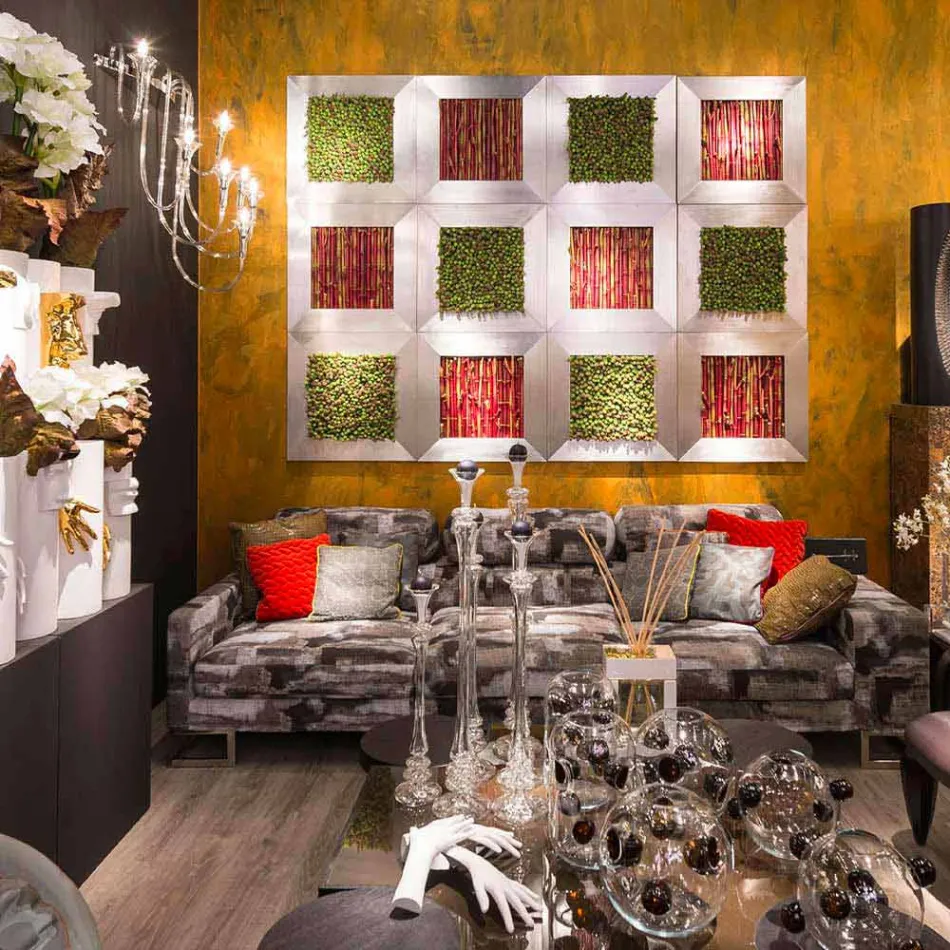 Quadro da Parete Moderno in Metallo e Fiori Artificiali Made in Italy - Gonio Viadurini