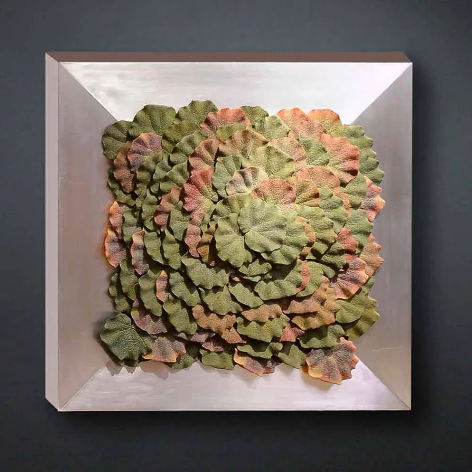 Quadro da Parete Moderno in Metallo e Fiori Artificiali Made in Italy - Gonio Viadurini