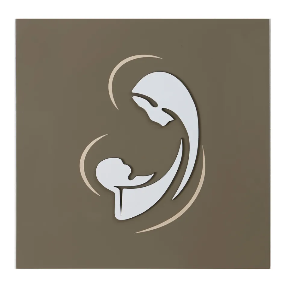 Quadro della Madonna con Bambino Inciso a Laser Made in Italy - Bashira Viadurini